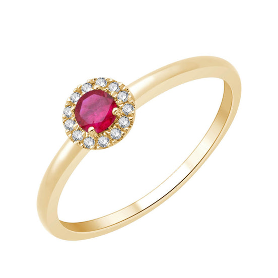 Rubis sertis clos et diamants 0,04 ct I
