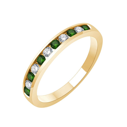 Demi-alliance émeraude et diamants 0,18ct