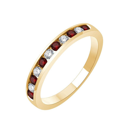 Demi-alliance rubis et diamants 0,18 ct