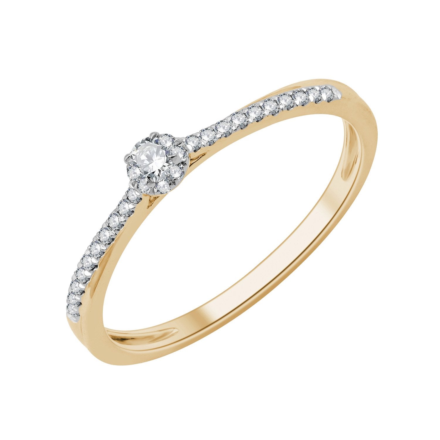 Solitaire Accompagné Serti Clos Diamant 0,13ct I