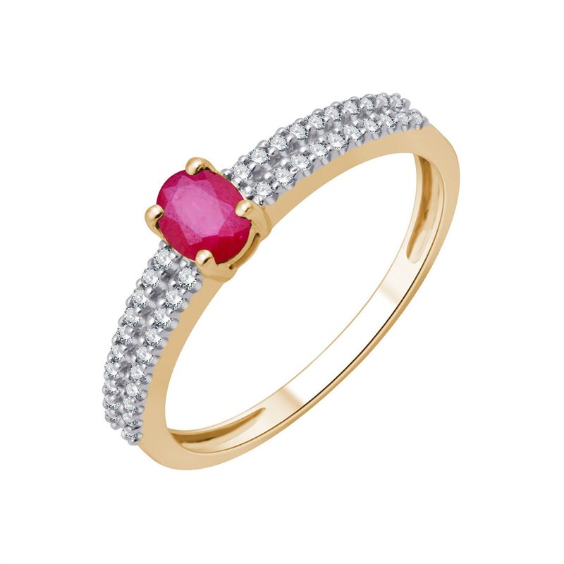 Rubis serti clos et diamants 0,13 ct