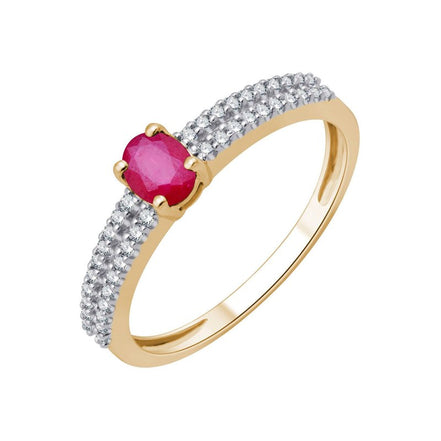 Rubis serti clos et diamants 0,13 ct