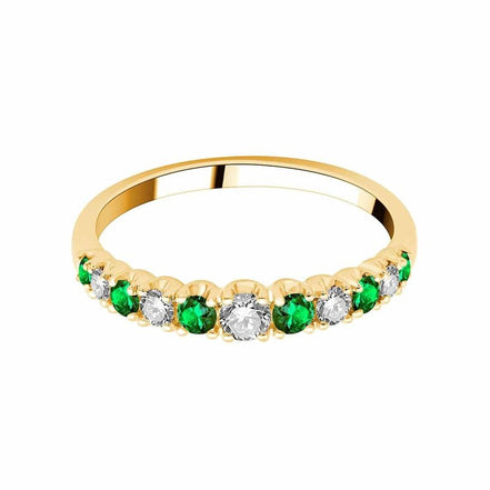 Demi alliance Toi & Moi émeraude et diamants 0,26ct