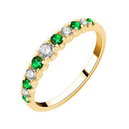 Demi alliance Toi & Moi émeraude et diamants 0,26ct