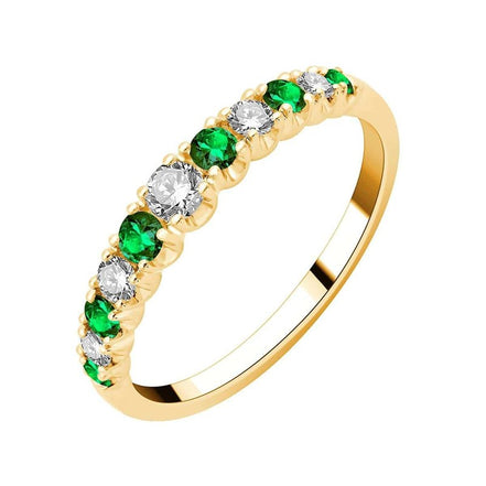 Demi alliance Toi & Moi émeraude et diamants 0,26ct