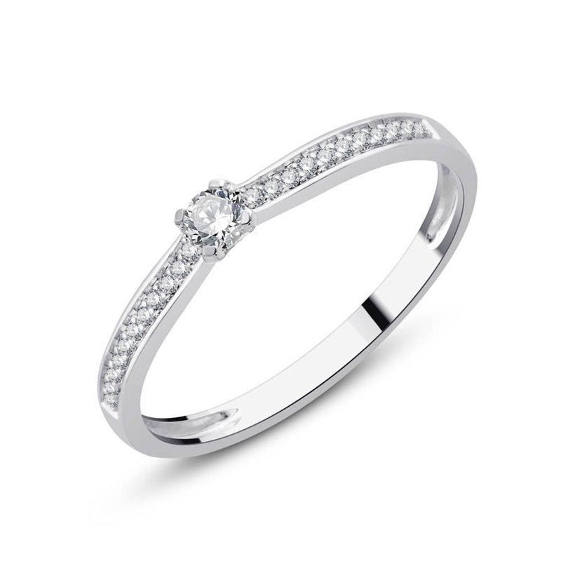 Solitaire Accompagné Serti Clos Diamant 0,15ct