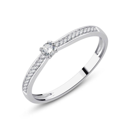 Solitaire Accompagné Serti Clos Diamant 0,15ct