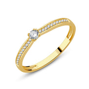 Solitaire Accompagné Serti Clos Diamant 0,15ct