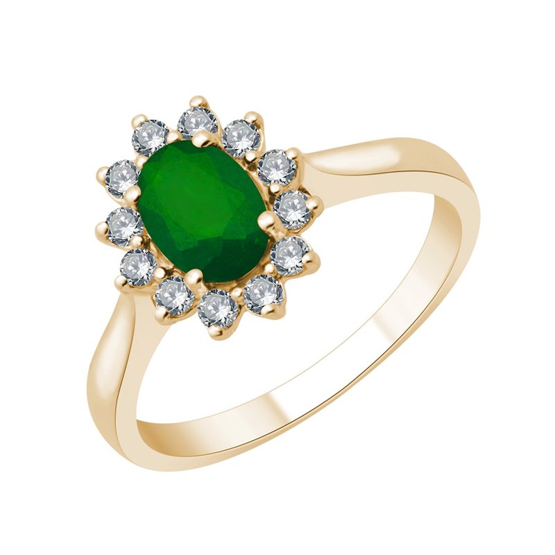 Oval Emerald & Diamond 0.22ct