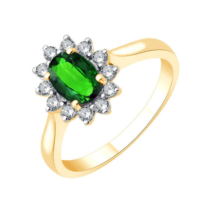 Oval Emerald & Diamond 0.22ct