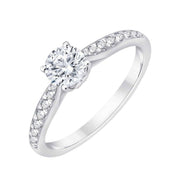 Solitaire Accompagné Serti Clos Diamant 0,65ct