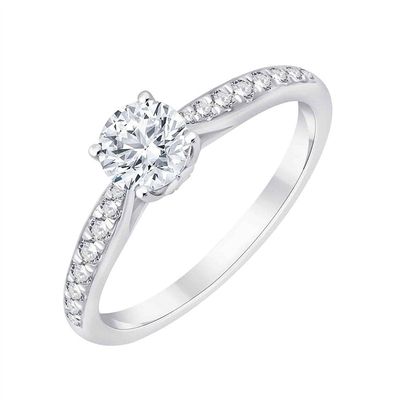 Solitaire Accompagné Serti Clos Diamant 0,65ct