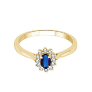 Closed Setting Sapphire & Diamonds 0.11ct