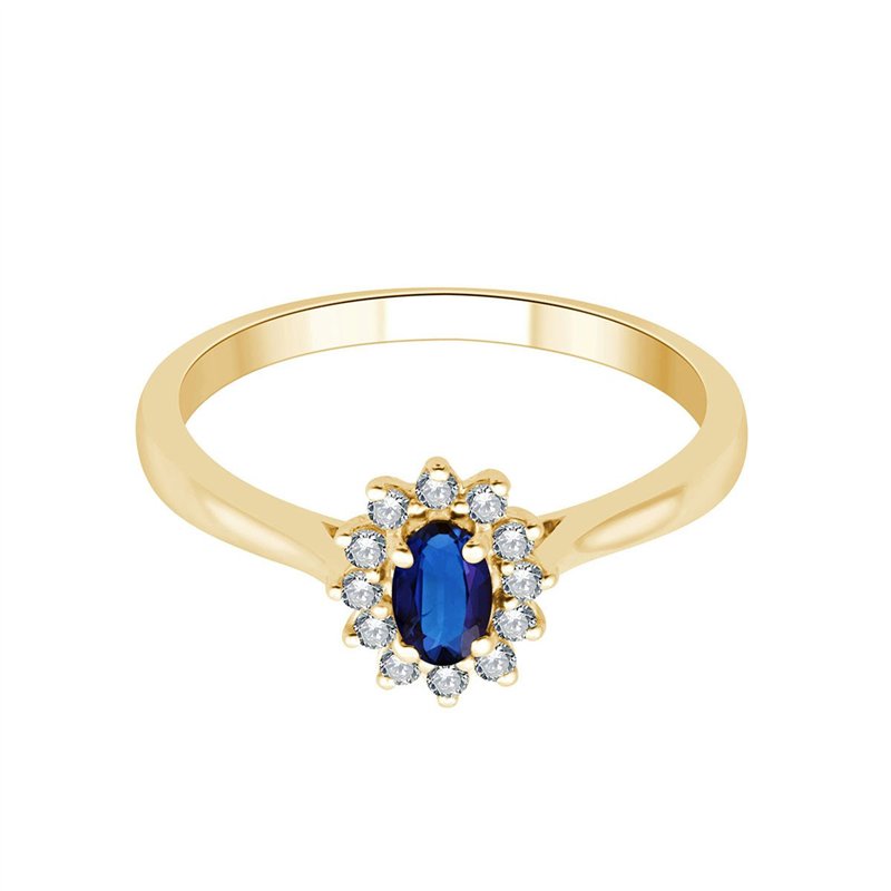 Closed Setting Sapphire & Diamonds 0.11ct