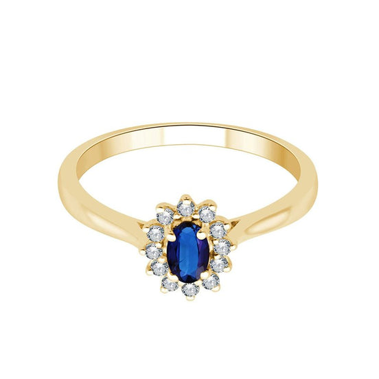 Closed Setting Sapphire & Diamonds 0.11ct