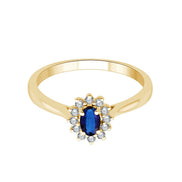 Closed Setting Sapphire & Diamonds 0.11ct