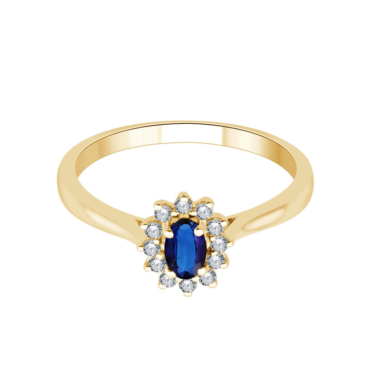 Closed Setting Sapphire & Diamonds 0.11ct
