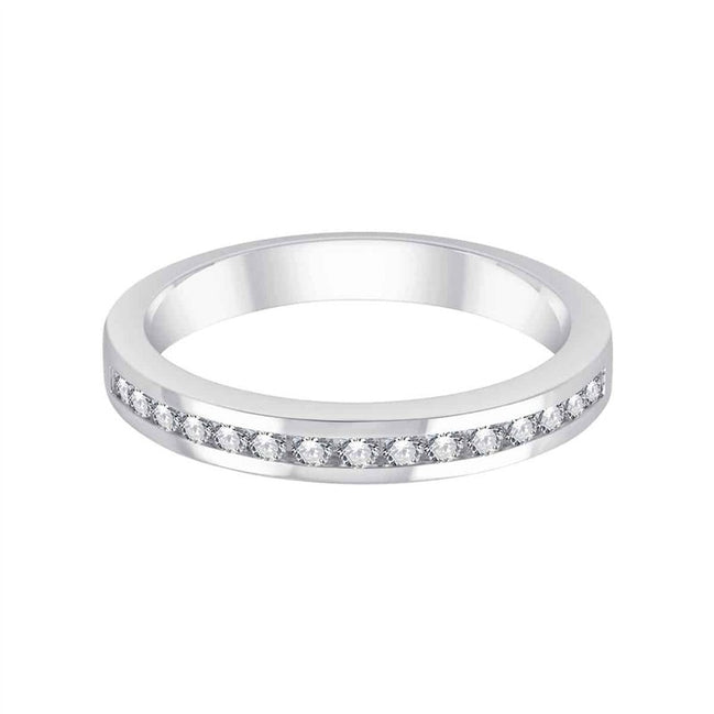 Demi Alliance serti clos diamant en or 18 carats