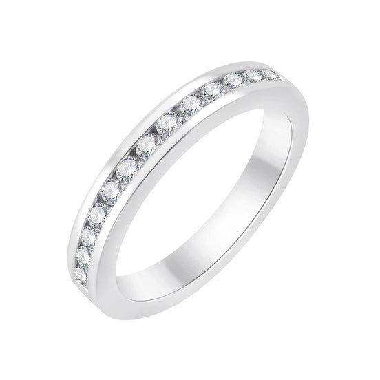 Demi Alliance serti clos diamant en or 18 carats
