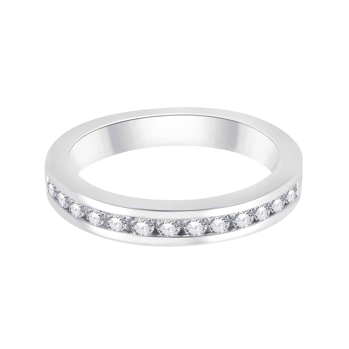 Demi Alliance serti clos diamant en or 18 carats