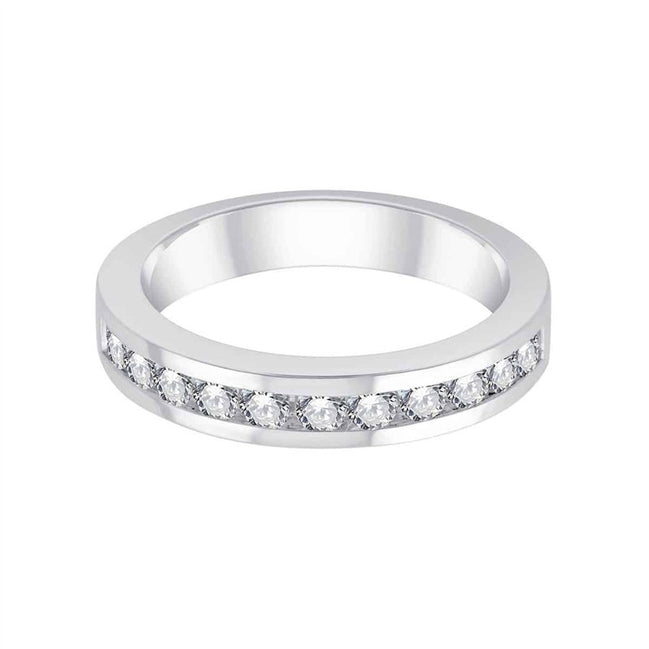Demi Alliance serti clos diamant en or 18 carats