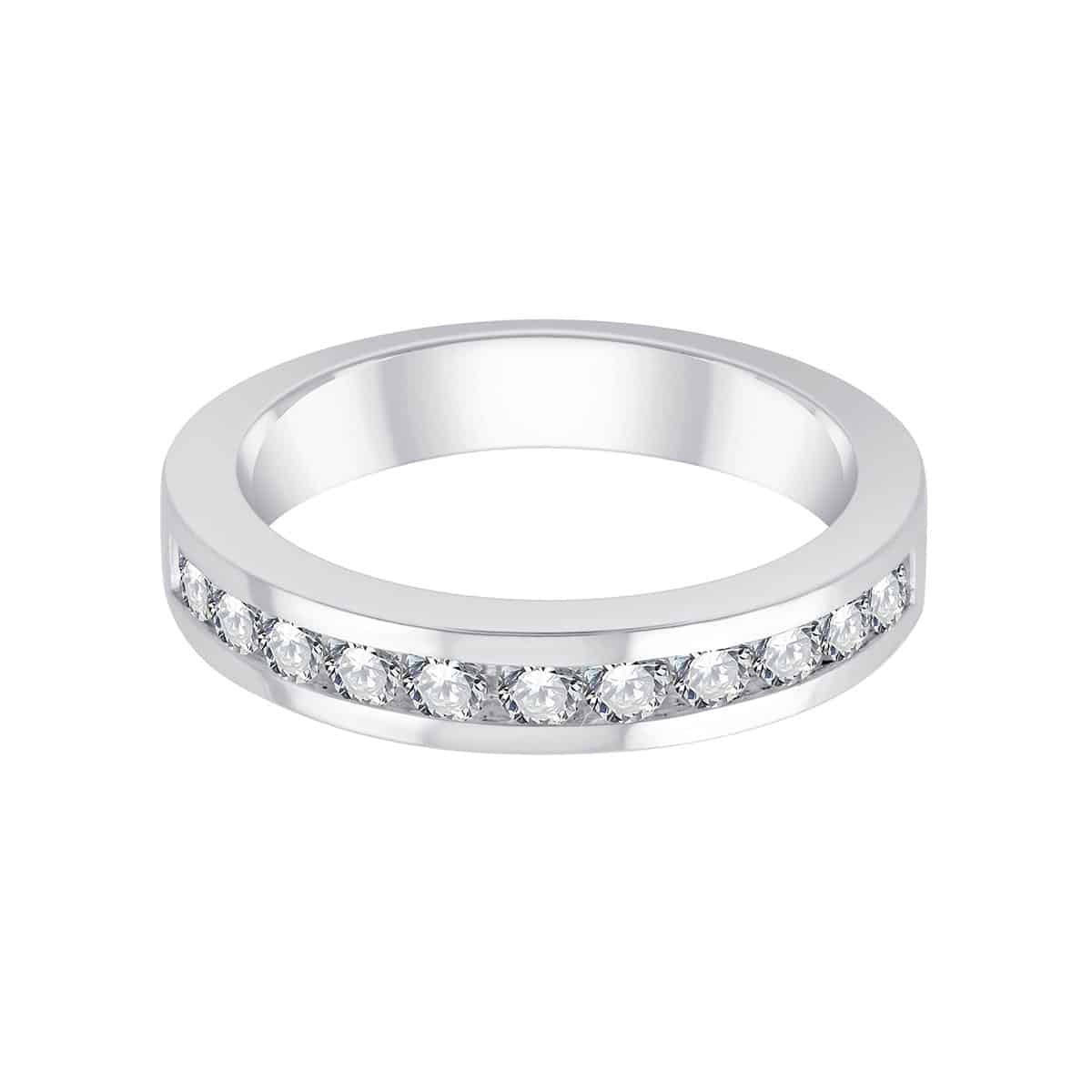 Demi Alliance serti clos diamant en or 18 carats