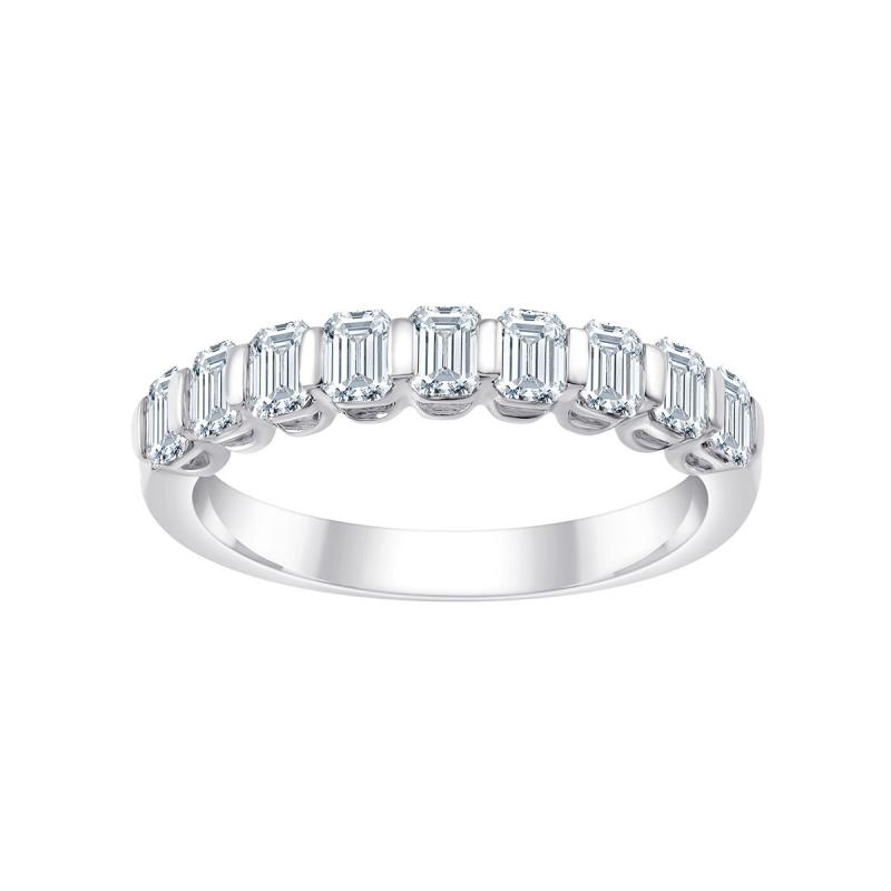 Alliance Taille Émeraude Serti Barrette Diamant 0,8ct