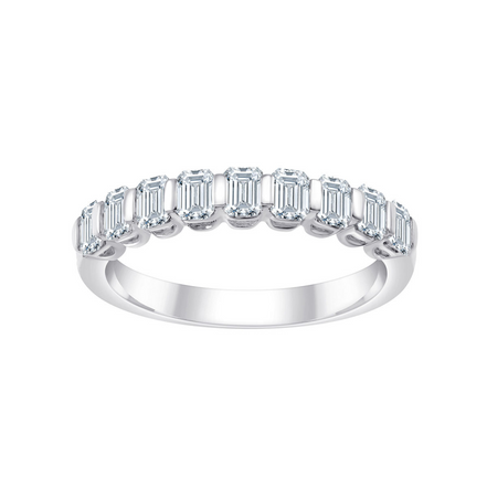 Alliance Taille Émeraude Serti Barrette Diamant 0,8ct