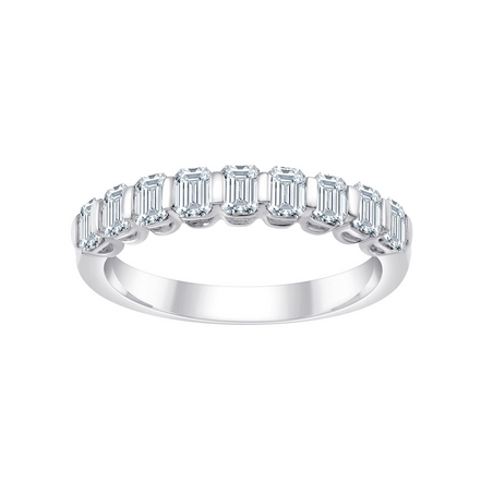 Alliance Taille Émeraude Serti Barrette Diamant 0,8ct