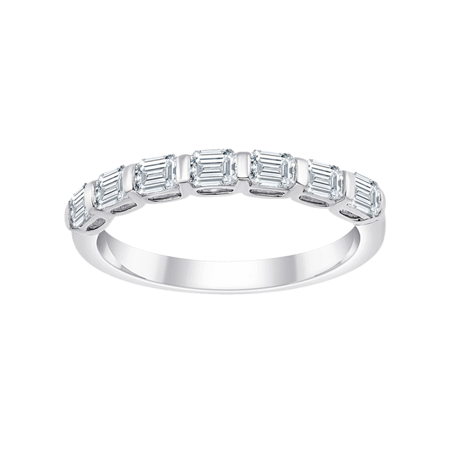 Alliance Taille Émeraude Serti Barrette Diamant 0,6ct