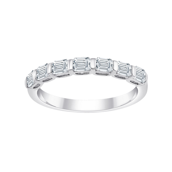 Bague Alliance Émeraude et Diamants (sertis barrette) 0,6 carat