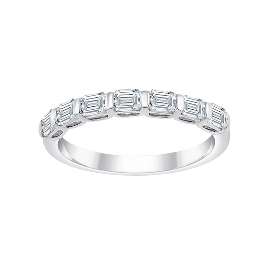 Bague Alliance Émeraude et Diamants (sertis barrette) 0,6 carat