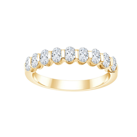 Alliance Ovale Sertie Barrette de Diamants 0,8 ct