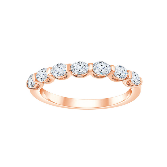 Alliance Ovale Serti Barrette Diamant 0,65ct