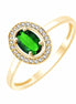 Solitaire entouré émeraude et diamants 0,06 ct