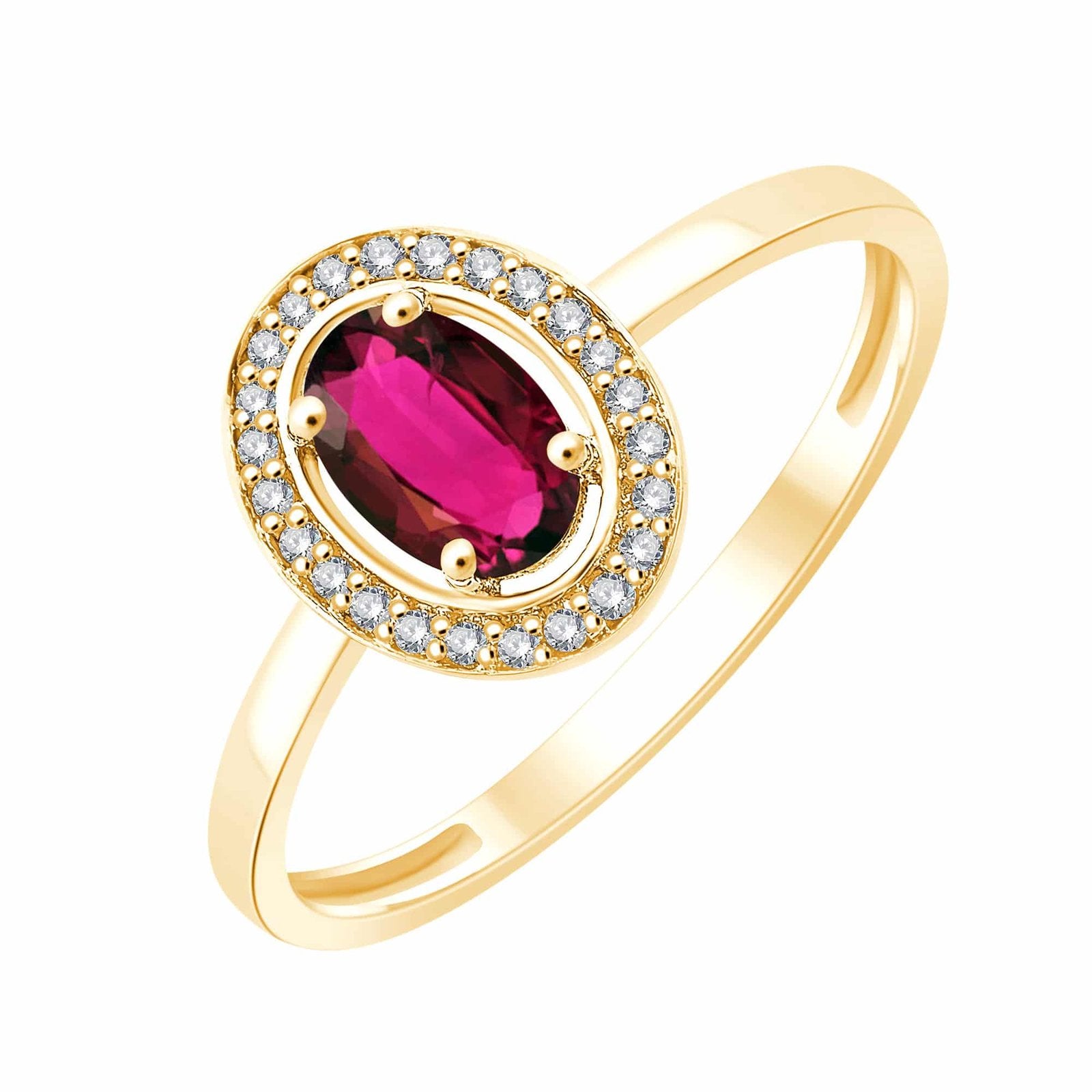 Solitaire Entouré Rubis & Diamants 0,06ct