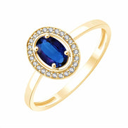 Solitaire entouré saphir et diamants 0,06ct II