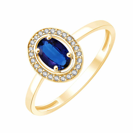Solitaire entouré saphir et diamants 0,06ct II