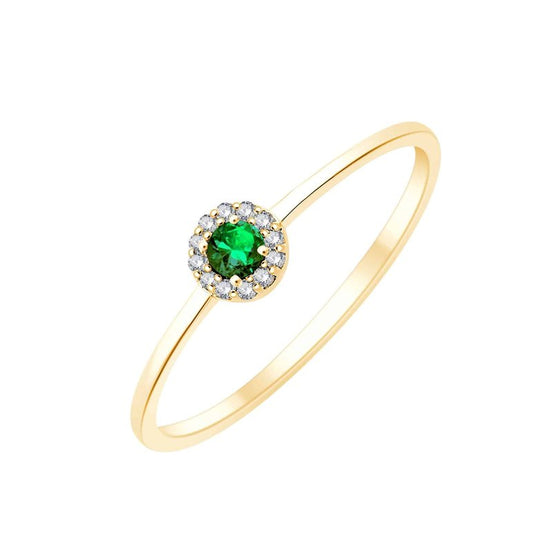Solitaire serti émeraude & diamants 0,02ct