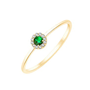 Solitaire serti émeraude & diamants 0,02ct