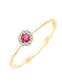 Solitaire serti clos entouré de rubis et diamants 0,02ct