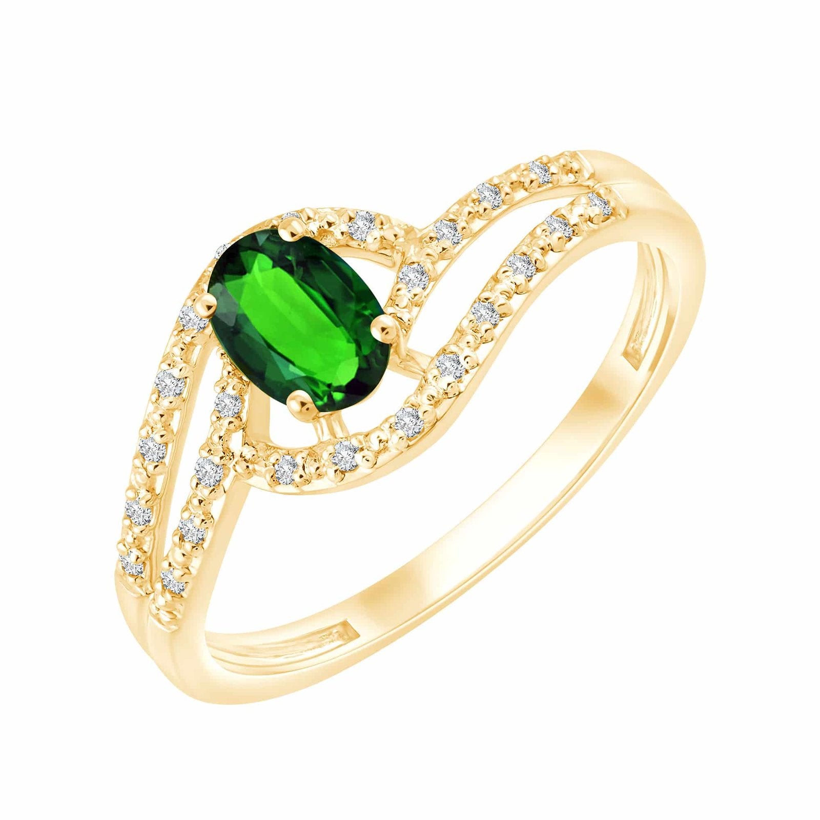 Émeraude et diamants 0,06 ct V
