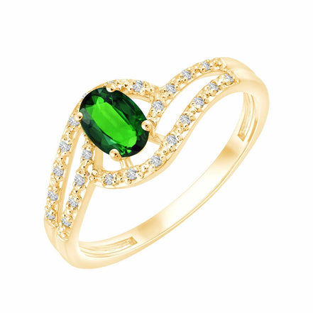 Émeraude et diamants 0,06 ct V