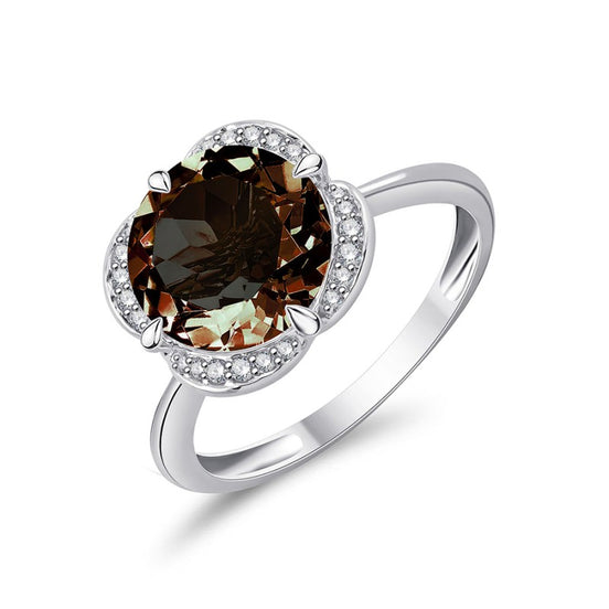 Kalista Rond Serti Griffe Quartz Fumé 3,40ct I