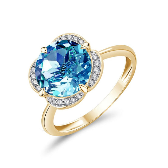 Kalista Rond Serti Griffe Topaze & Diamants 3,40ct I