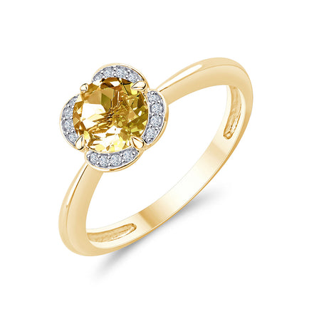 Kalista Rond Serti Griffe Citrine & Diamants 0,75ct