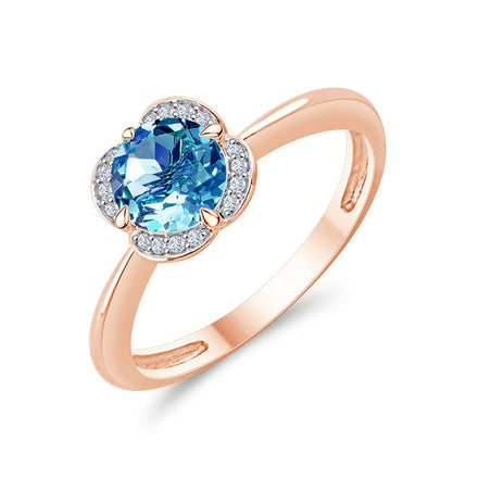Kalista Rond Serti Griffe Topaze & Diamants 0,75ct I
