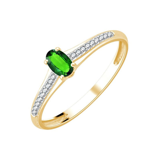 Oval Emerald & Diamonds 0.04ct