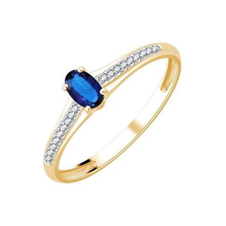 Saphir ovale et diamants 0,04 ct