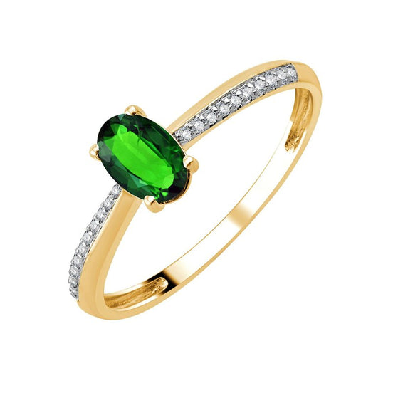 Oval Emerald & Diamonds 0.05ct